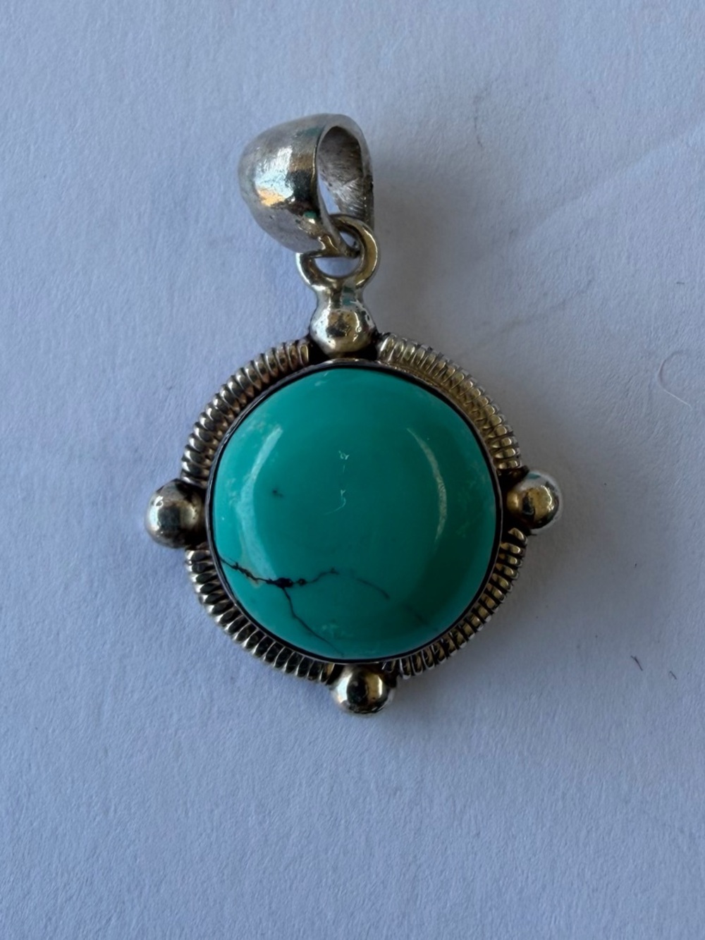 Turquoise Stone Silver-Accent Pendant - Turquoise 925